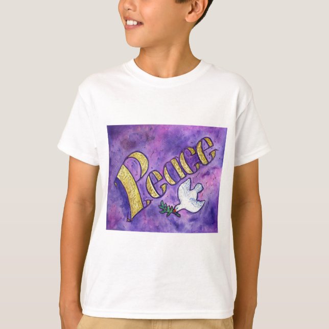 Peace Dove inspirational Ord Art T-shirts (Framsida)