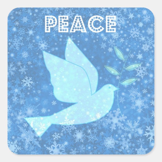 Peace Dove-julfästare Fyrkantigt Klistermärke (Framsida)