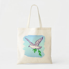 Peace Dove med Olive Gren Beach Tote Tygkasse