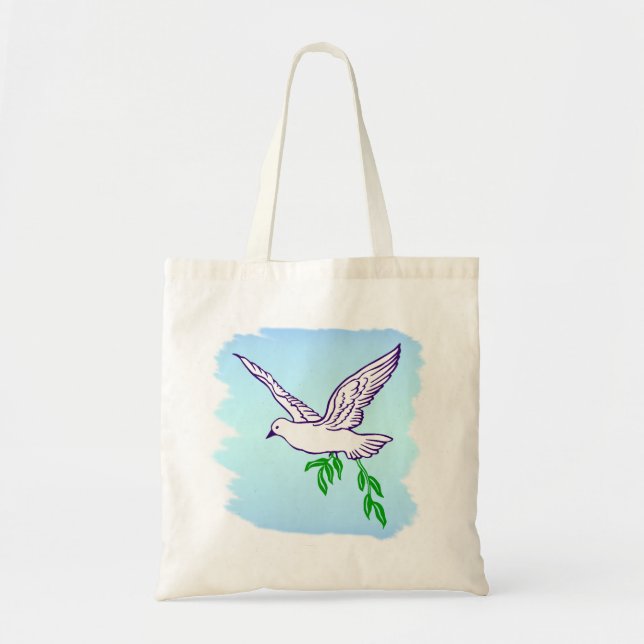 Peace Dove med Olive Gren Beach Tote Tygkasse (Framsidan)