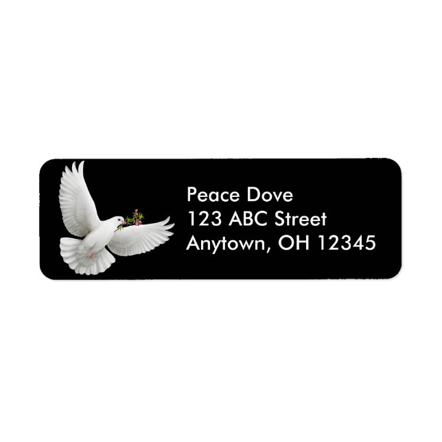 Peace Dove med Olive Gren-etikett Returadress Etikett (Framsidan)