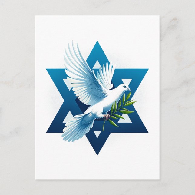 Peace Dove och David Blue Star Vykort (Framsida)