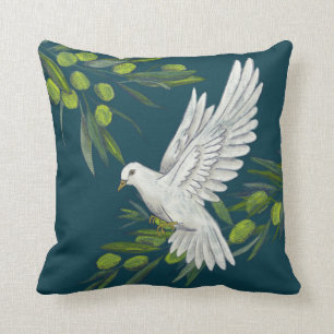 Peace Dove och Olive Grenar Kudde