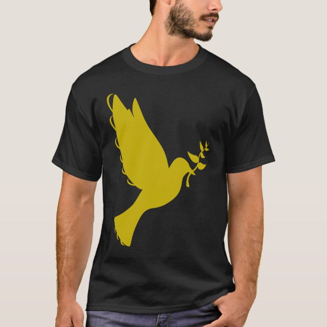 Peace Dove Olive Gren Dove Bird Hippy T Shirt (Framsida)