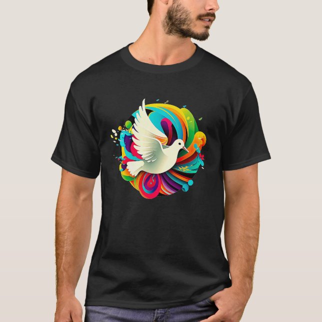Peace Dove Peace Dove Peace Flowers World Peace Co T Shirt (Framsida)
