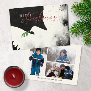 Peace Dove Photo God jul Black Burgundy Julkort