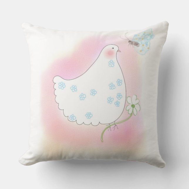 Peace Dove, pink pillow Kudde (Framsida)