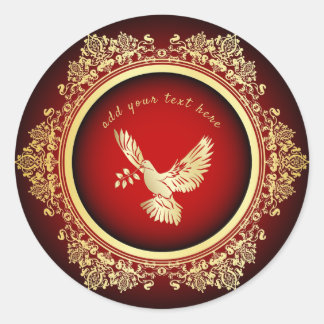 Peace Dove Round Sticker Runt Klistermärke