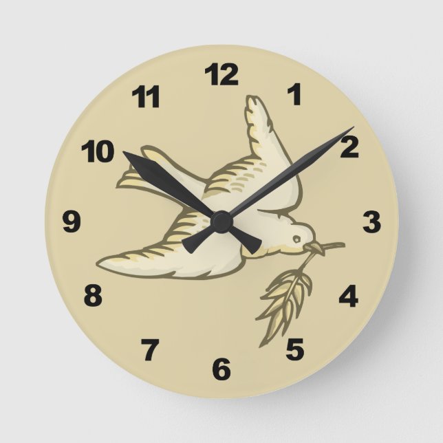 Peace Dove Rund Klocka (Framsida)