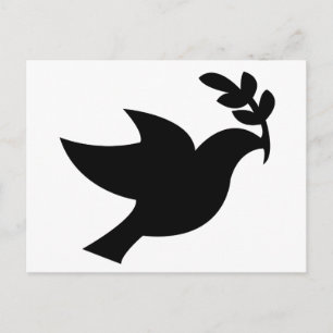 Peace Dove Silhouette Black Vykort