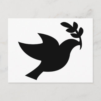 Peace Dove Silhouette Black Vykort