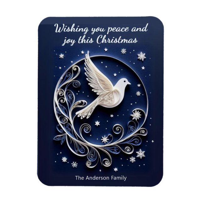 Peace Dove Söt Faux Papercraft jul Magnet (Vertikal)