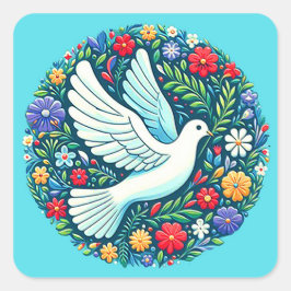 Peace Dove Sticker Fyrkantigt Klistermärke