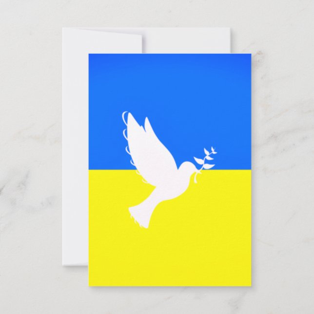 Peace Dove Ukraina-Flagga Card Freedom - Peace Meddelande (Baksida)