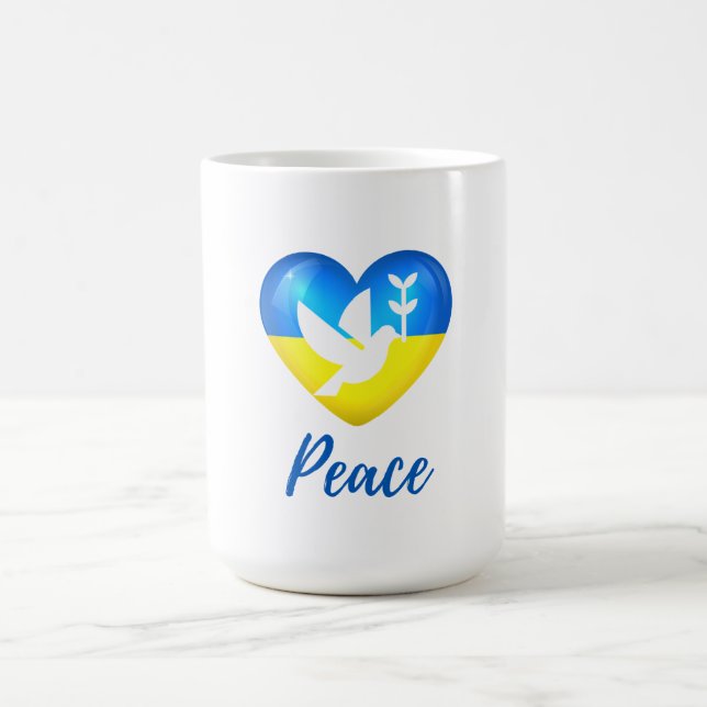 Peace Dove Ukraina Flagga Heart Kaffemugg (Center)