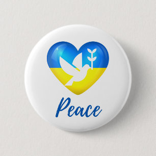 Peace Dove Ukraina Flagga Heart  Knapp