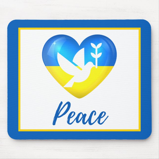 Peace Dove Ukraina Flagga Heart Musmatta (Framsidan)
