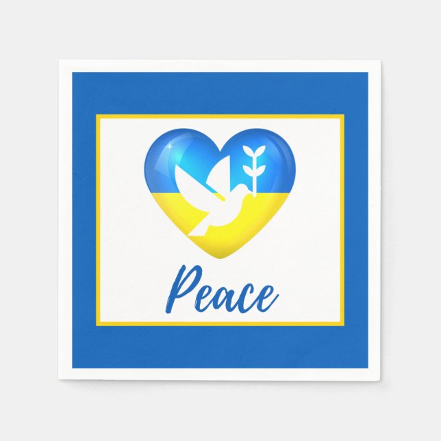 Peace Dove Ukraina Flagga Heart Pappersservett (Framsidan)