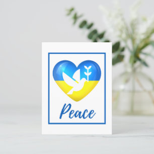 Peace Dove Ukraina Flagga Heart Vykort