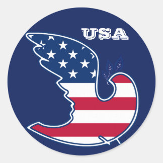 Peace Dove USA Patriotic Design Runt Klistermärke