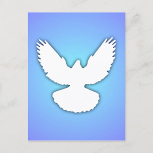 Peace Dove White w Shadow Blå himmel Elegant helt Vykort