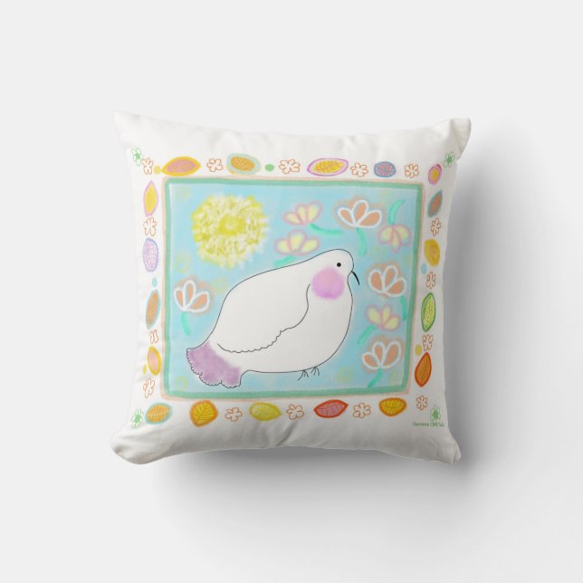 Peace Dove with flowers pillow Kudde (Framsida)