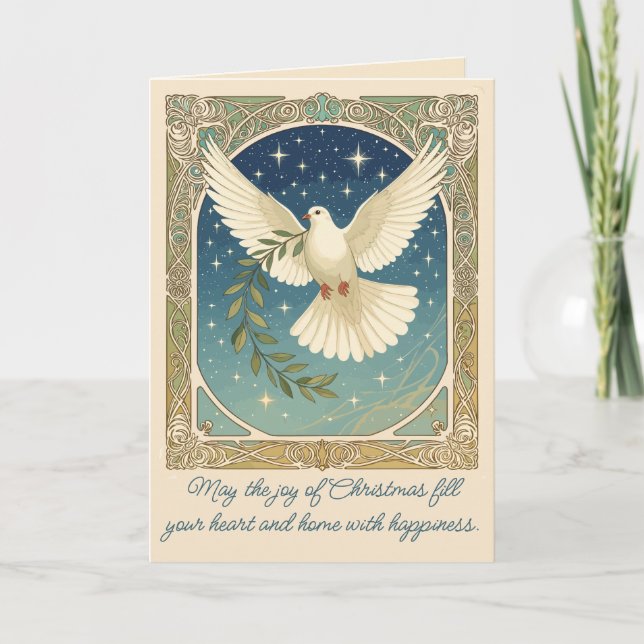 Peace Dove With Olive Sprig Decor Greeting Card Helgkort (Framsida)