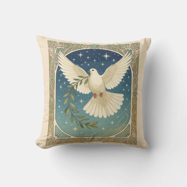 Peace Dove With Olive Sprig Decor  Kudde (Framsida)