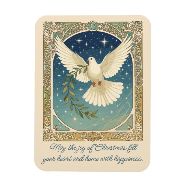 Peace Dove With Olive Sprig Decor  Magnet (Vertikal)