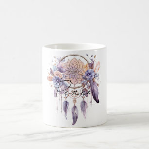 Peace Dream Catcher Lila Feathers Kaffemugg