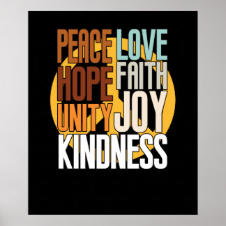 Peace Faith Hope Kindness Anti Bulling Orange Poster