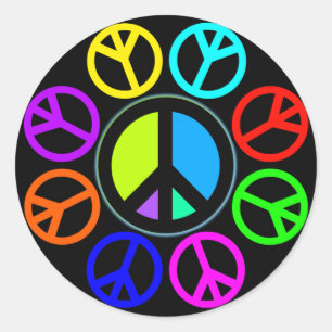 PEACE FÄRG WHEEL RUNT KLISTERMÄRKE