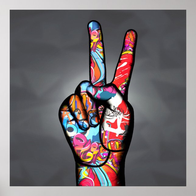 Peace Finger-tecken Poster (Framsidan)