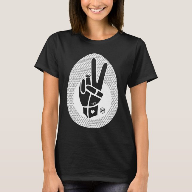 Peace First Peace Hand Sign White T Shirt (Framsida)