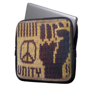 Peace Fist Artisan Crochet Print Electronics Bag Laptop Fodral