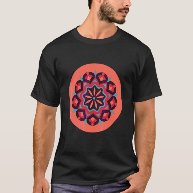 Peace Flower Mandala Blommönster Ro T Shirt (Framsida)