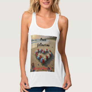 Peace Follows Me Beautiful Beach Floral T-Shirt Linne Med Racerback