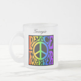 Peace Forever Vintage Retro Rainbow-Black Graphic Frostad Glasmugg