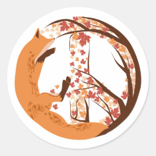 Peace Fox Runt Klistermärke