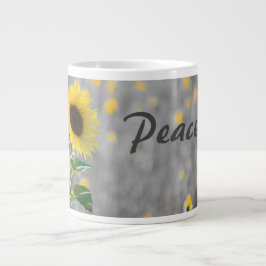 "Peace"-fras, Fält av solblommor, svartvitt Jumbo Mugg