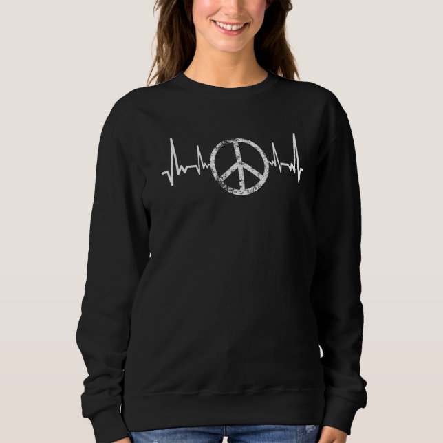Peace Fredstecken Peace Ecg Heartslag Peace Peace T Shirt (Framsida)