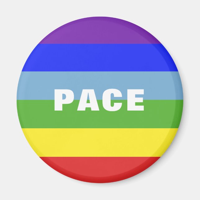 Peace - Frieden - Rainbow Färg Regenbogen Magnet (Framsidan)