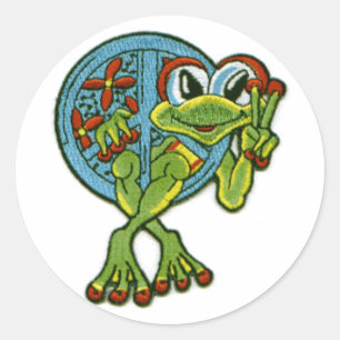 Peace Frog Runt Klistermärke