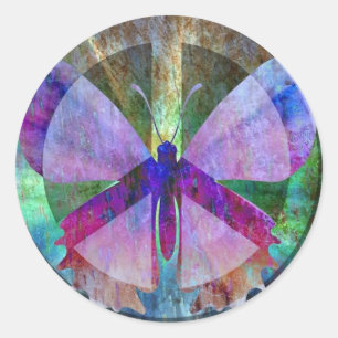 Peace-Fullt Butterfly Runt Klistermärke