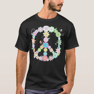 PEACE Funny Floral Sign Cool Statement Tee