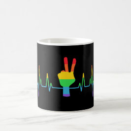 Peace Gay Heartslag HGBT Kaffemugg