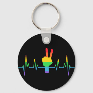 Peace Gay Heartslag HGBT Nyckelring