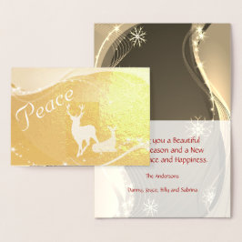 Peace Glitzy Helgdag Card med Doe och Buck Folierat Kort