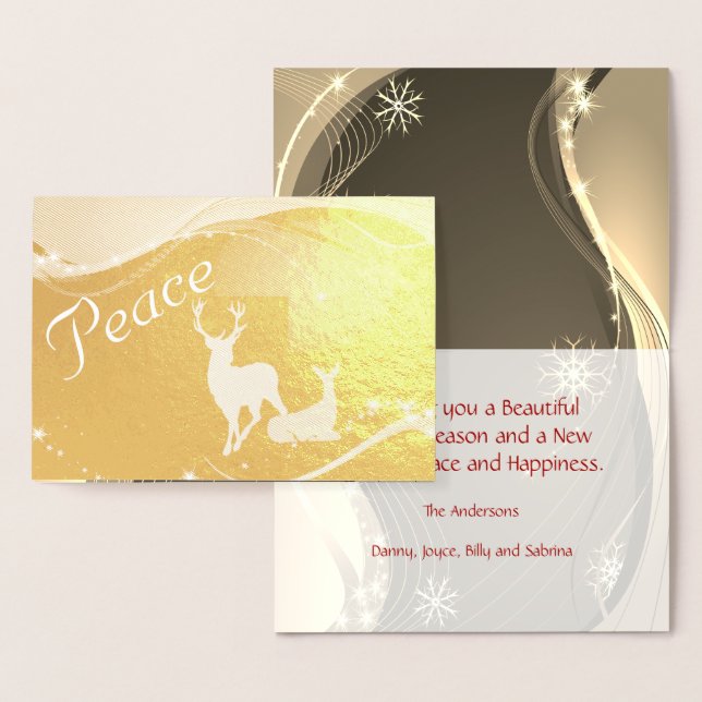 Peace Glitzy Helgdag Card med Doe och Buck Folierat Kort (Display)