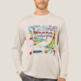 "Peace"-grafik med Gult Red Rosa Blue Design T Shirt